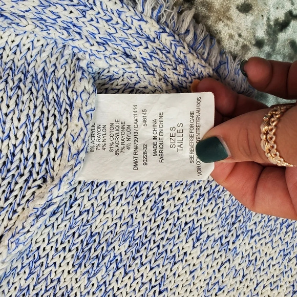 Motherhood Maternity Blue Knit Side Fringe Cardigan - Picture 5 of 5